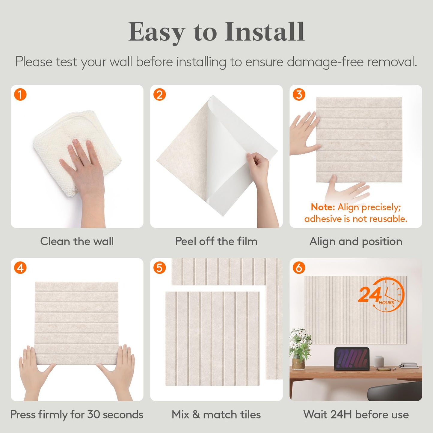Lifewit Felt Slatted Bulletin Board, 12 Pack Self-Adhesive Panel, 48"x 36" Total Size, Cork Board Alternative, Pin Message Board with 30 Pushpins for Room and Office Decor, Home, Dorm, Purple