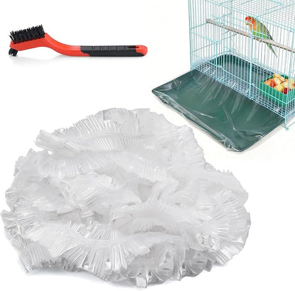 50PCS Disposable Bird Cage Liners 34" X 22" Animal Clear Plastic Rabbit Bird Cage Liner Bag for Finches Canaries Cockatiels Birdcage