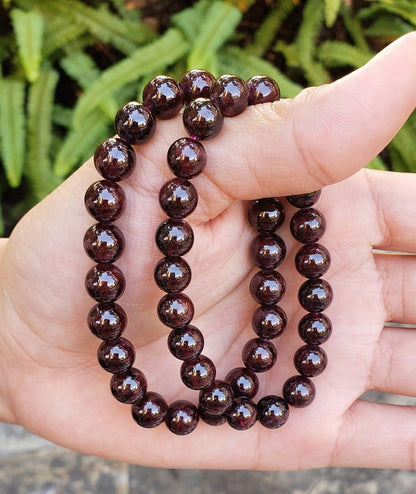 Adabele Real Natural Garnet Gemstone Beaded Bracelet 7 inch Stretch Chakra Healing Crystal Stone Jewelry Women Mom Gift (Unisex) GB8-8