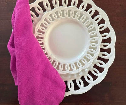 Linen Cocktail Napkins 12 x 12, 100% Pure Linen Napkins, Set of 4, Pink Table Napkins, Farmhouse Orchid Cloth Napkins, Weddings, Pink Napkin and Everyday Use, Halloween, Thanksgiving