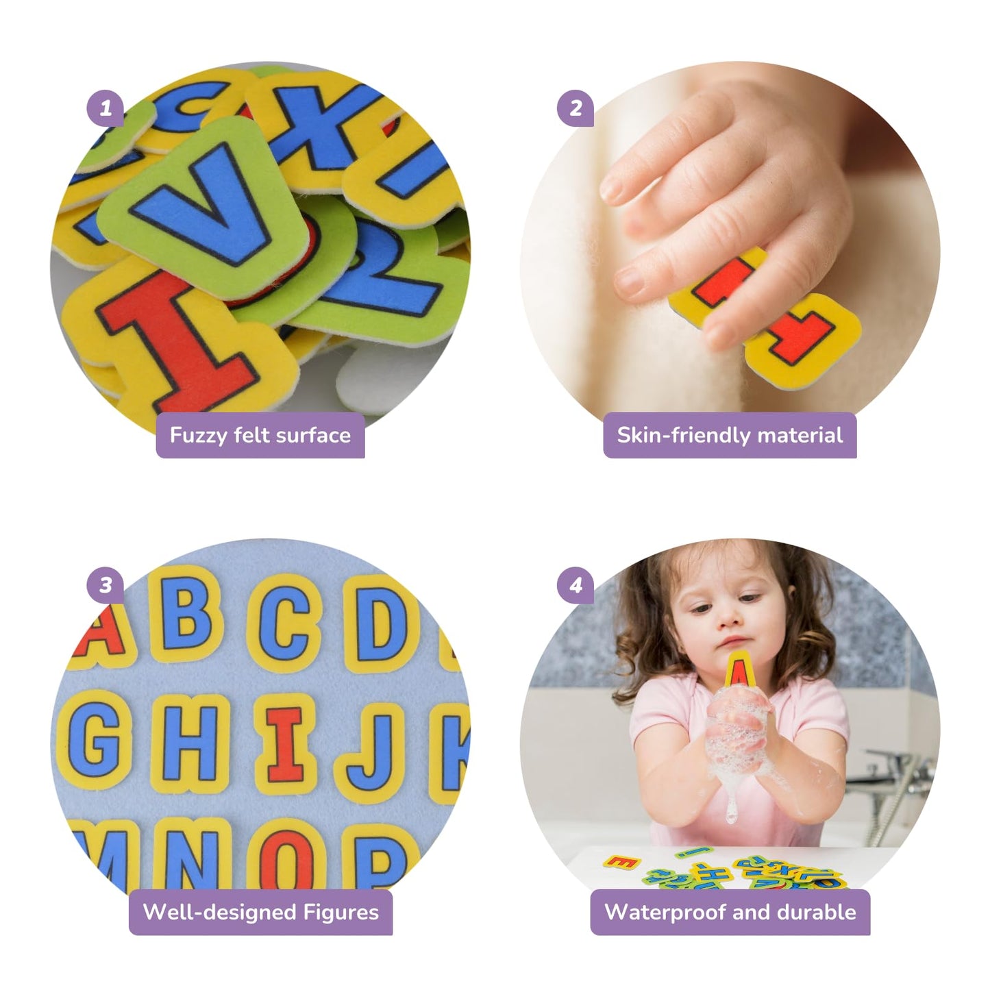 CHEFAN Felt Alphabets Letters,ABC Learning Toys,26 Lowercase & 26 Uppercase Letters Spelling Learning Toys Games for Preschool,Educational Kindergarten Learning Activities 3+ Years Old