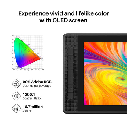 HUION Kamvas Pro 13 2.5K QHD+ Portable Drawing Tablet with Screen | 13.3 Inch, QLED Full Lamination, 99% Adobe RGB, Battery-Free PW517 Stylus for Professional Art & Design, Work with PC, Mac, Android