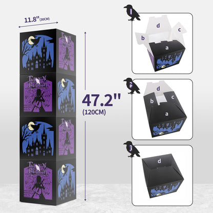 CheerBox Gothic Birthday Party Decorations for Girl - 177 Pcs Purple Black Dark Academia Party Supplies with Original Backdrop, Balloon Boxes, 3D Bats, Cake Topper