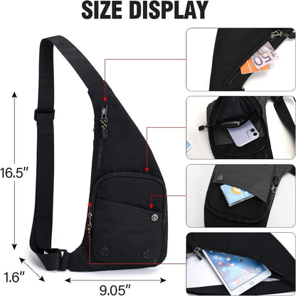 Peicees Small Sling Bag For Men Waterproof Crossbody Bag Man Purse Slim Chest Backpack Shoulder Bag For Travel Hiking