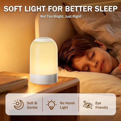 G Keni 2 Pack Rechargeable Night Lights, Portable Touch Nightlights with Amber Warm White Light, Dimmable Egg Night Lights with 1H Timer, Cordless Bedside Lamps for Baby Nursery, Kids & Bedroom