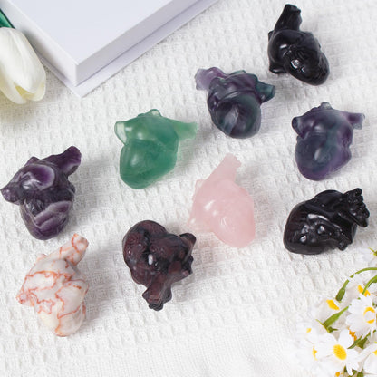 Black Obsidian Crystal Heart Figurines, 2.1 Inch Crystal Heart Love Statue for Home Decor, Meditation and Stress Relief, Hand Carved Natural Healing Stone Cardiac Sculpture Spiritual Gift for Women