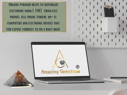 Amazing Gemstone Large Orgone Pyramid | Glow in Dark Iolite Pyramid Crystal | Orgonite Pyramid | Organ Pyramids Positive Energy Healing