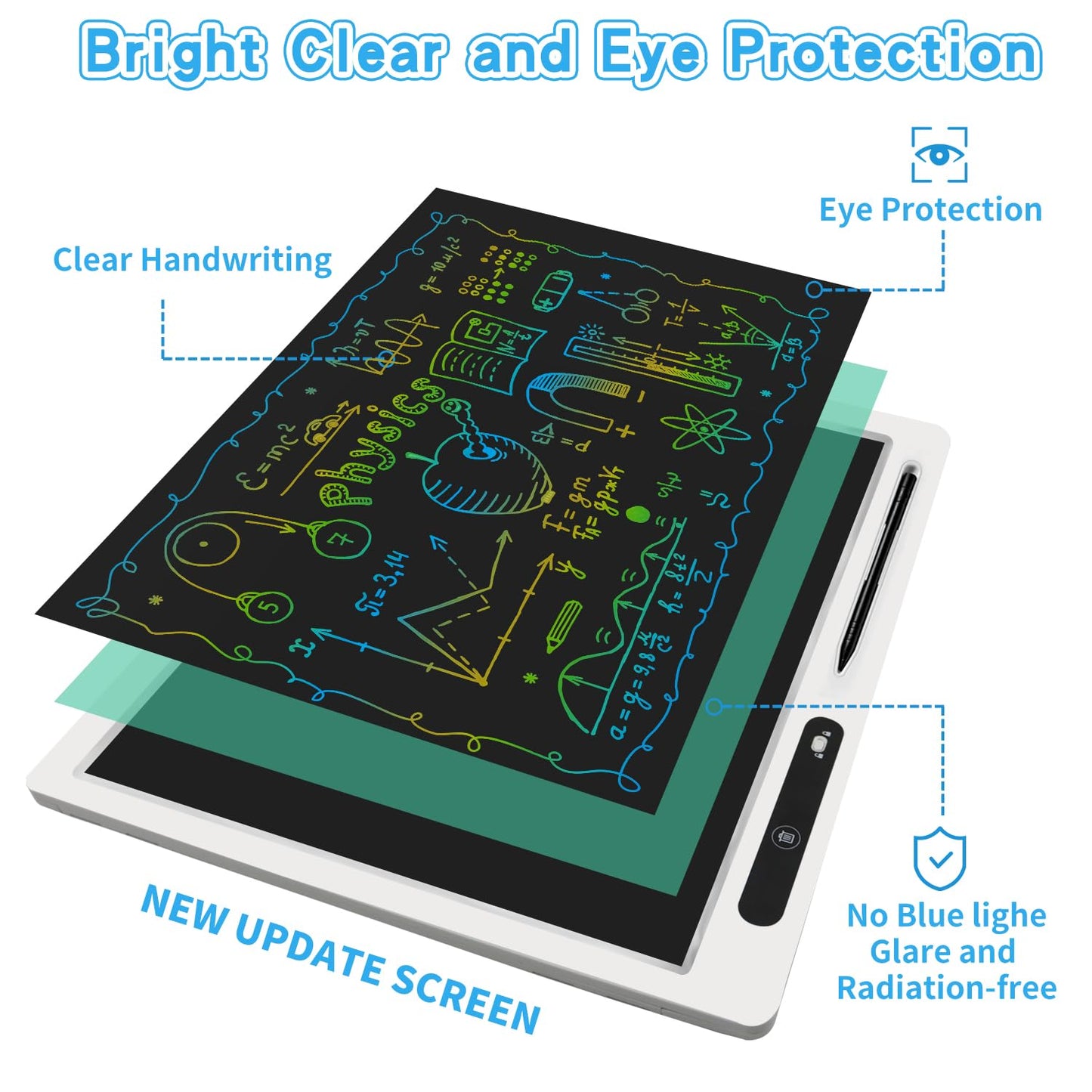 LCD Writing Tablet for Kids, 2 Pack 22inch+10inch Colorful Drawing Board Kids Writing Tablet,Adjustable Stand Home Schoo Learning Toys for Age 3-12 Year Christmas Gifts
