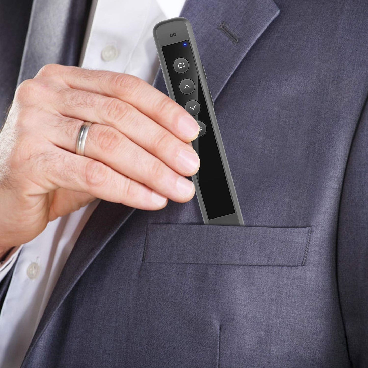 LNGOOR Rechargeable Presentation Clicker for PowerPoint - RF 2.4GHz Wireless Presenter Remote with Laser Pointer, Support Hyperlink&Volume Compatible with PPT/Keynote/Slides/Mac/Windows/Laptop