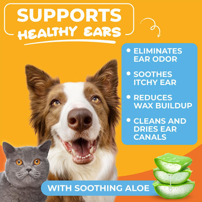 Paw Science Dog Ear Cleaner Wipes – Finger Wipes for Dogs & Cats – Cleaning, Soothing, & Deodorizing Itchy Ears – Pet Ear Relief Solution (Coconut)