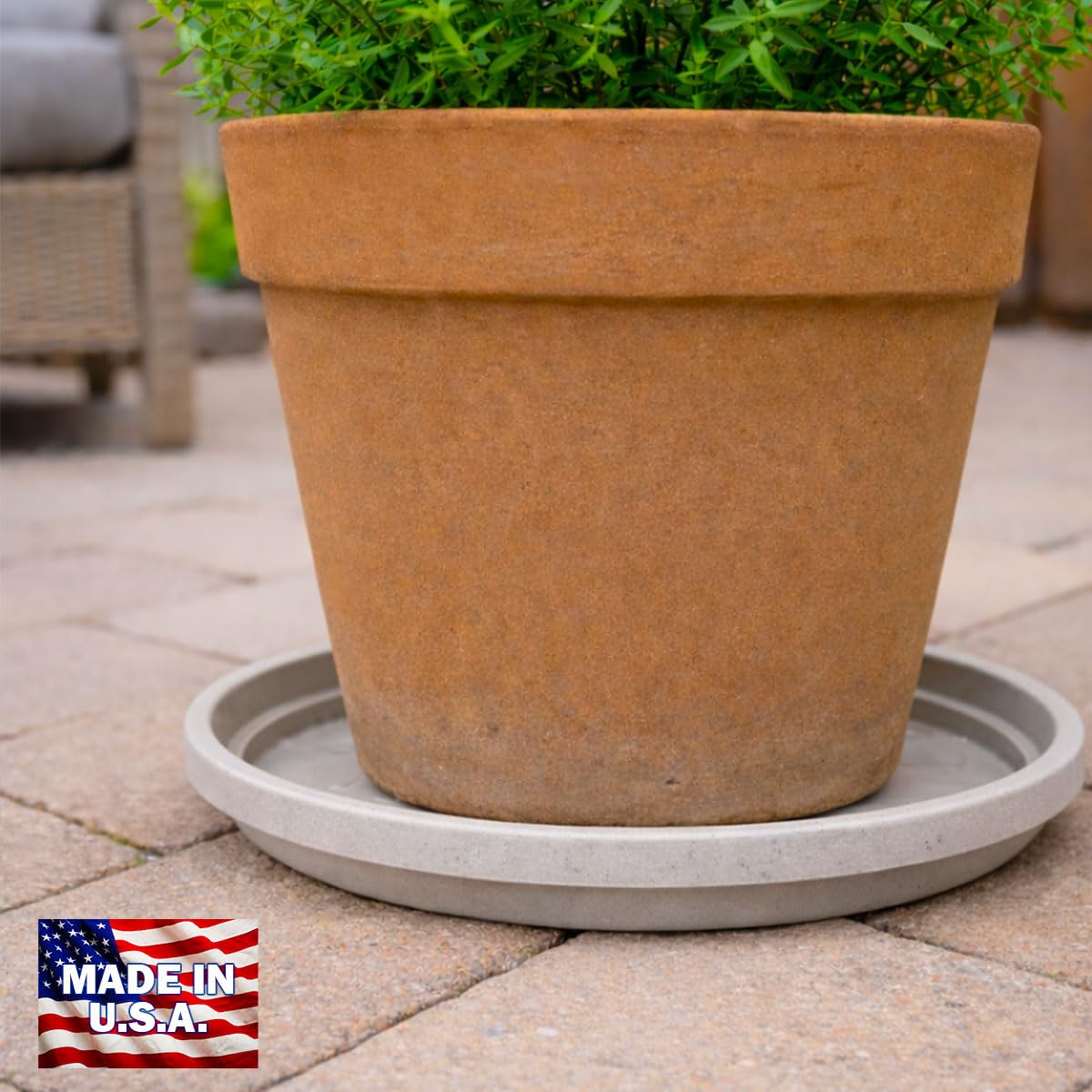 smart spring 10 Inch Plant Pot Tray USA Made – Durable Plastic Flower Pot Saucer – Plant Water Catcher for Indoor Outdoor Garden (6, Rustic Stone)