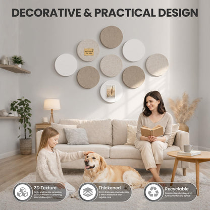 Bulletin Board, 11.8'' X 11.8'' Cork Board Alternative, 9 Pack Round Felt Board with Pushpins, Decorative Felt Notice Vision Board Photo Display Board for Office Home School Wall