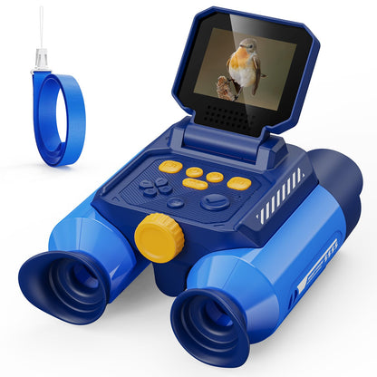 Aspoven Binoculars for Kids, Night Vision with 2.4" Screen, HD Digital Binoculars for Boys and Girls Ages 4-12, Portable Kids Binocular, Photo Video Capture & 9 Puzzle Games (Blue)