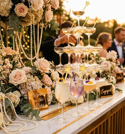 20PCS Star Drink Stirrers, Acrylic Cocktail Stirrers, Drink Stirrers, Laser Cut Wedding Decor Drink Stirrers Swizzle Sticks (Gold Mirror)