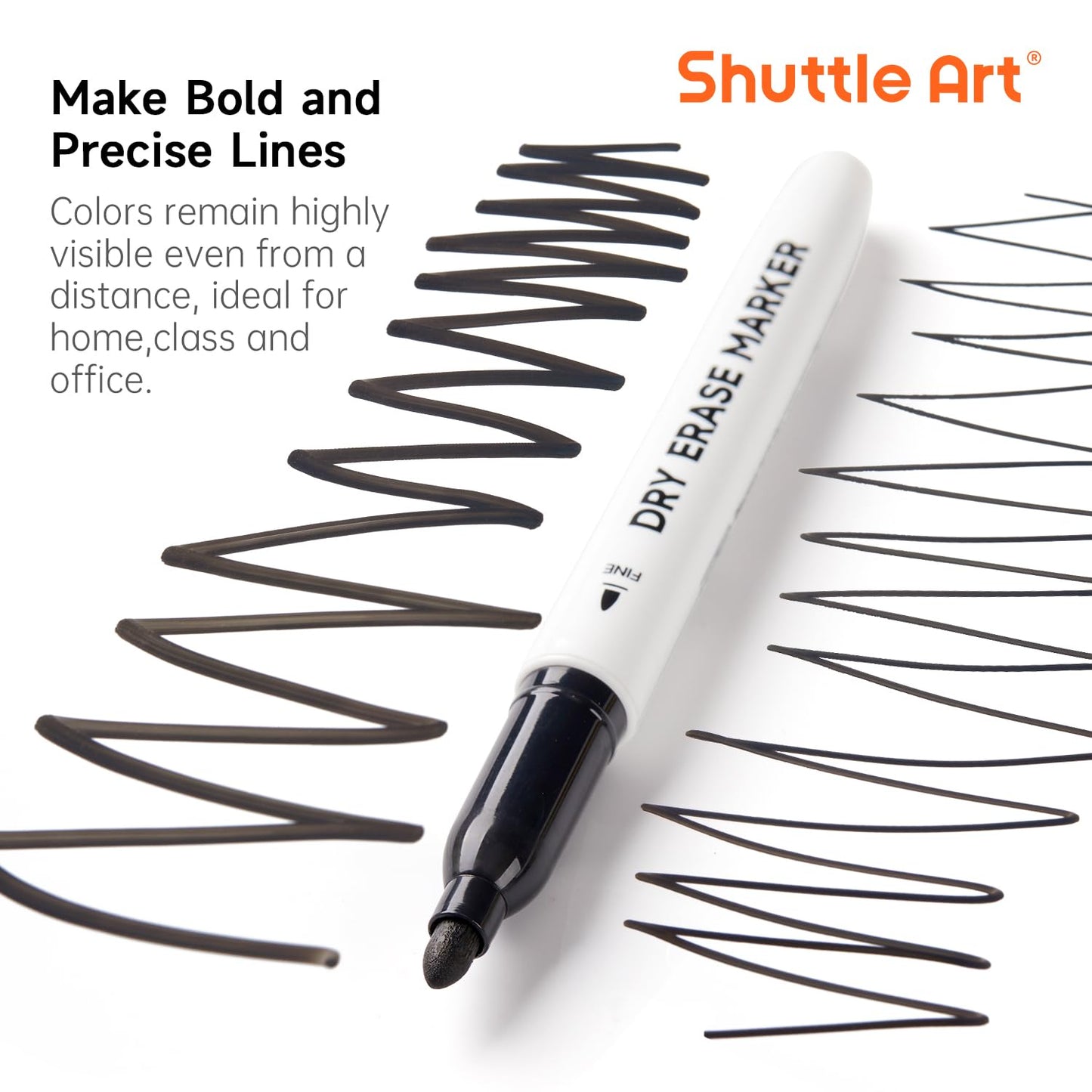 Shuttle Art Dry Erase Markers, 25 Pack Black Magnetic Whiteboard Markers with Erase, Fine Point Dry Erase Markers Perfect for Writing on Dry-Erase Whiteboards Mirrors Glasses for School Office Home