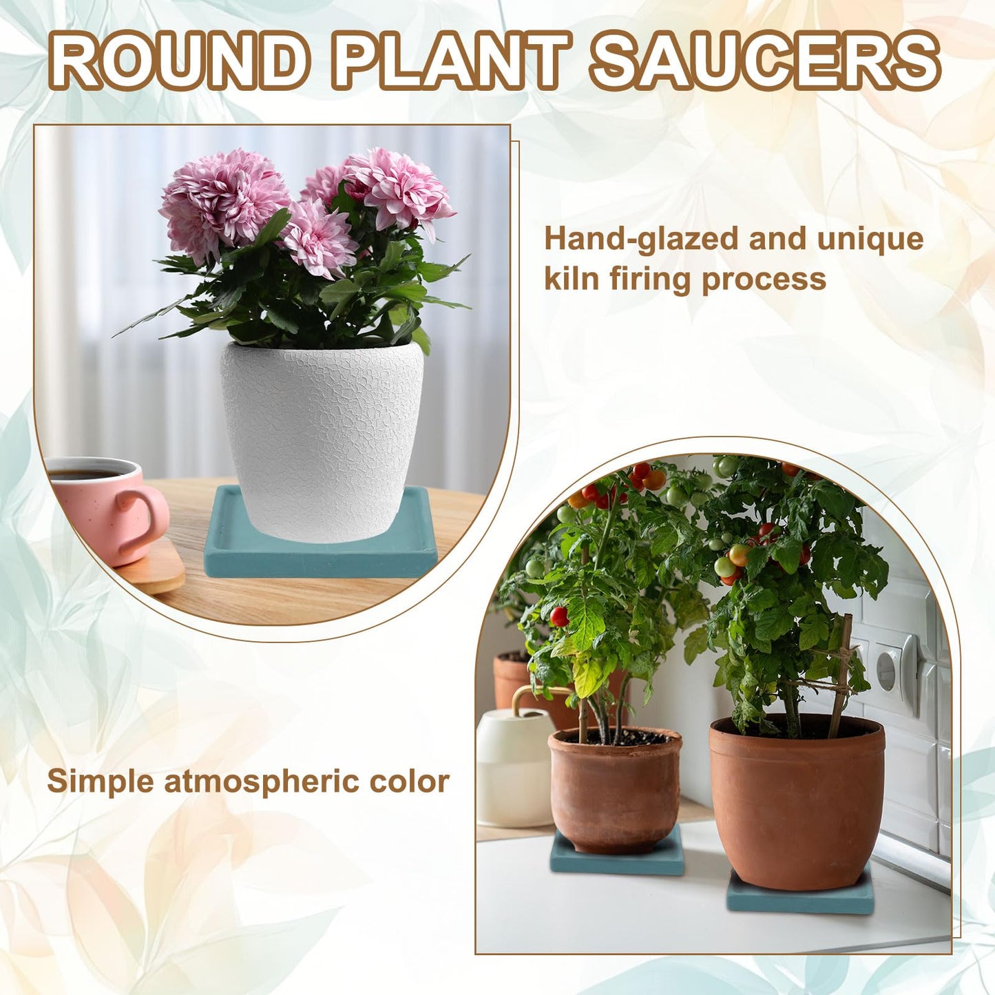 uxcell 2 Pcs Square Plant Saucers, 4.7 Inch Ceramics Plant Drip Trays for Pots, Heavy Duty Flower Pot Saucers for Indoors and Outdoors, Deep Green