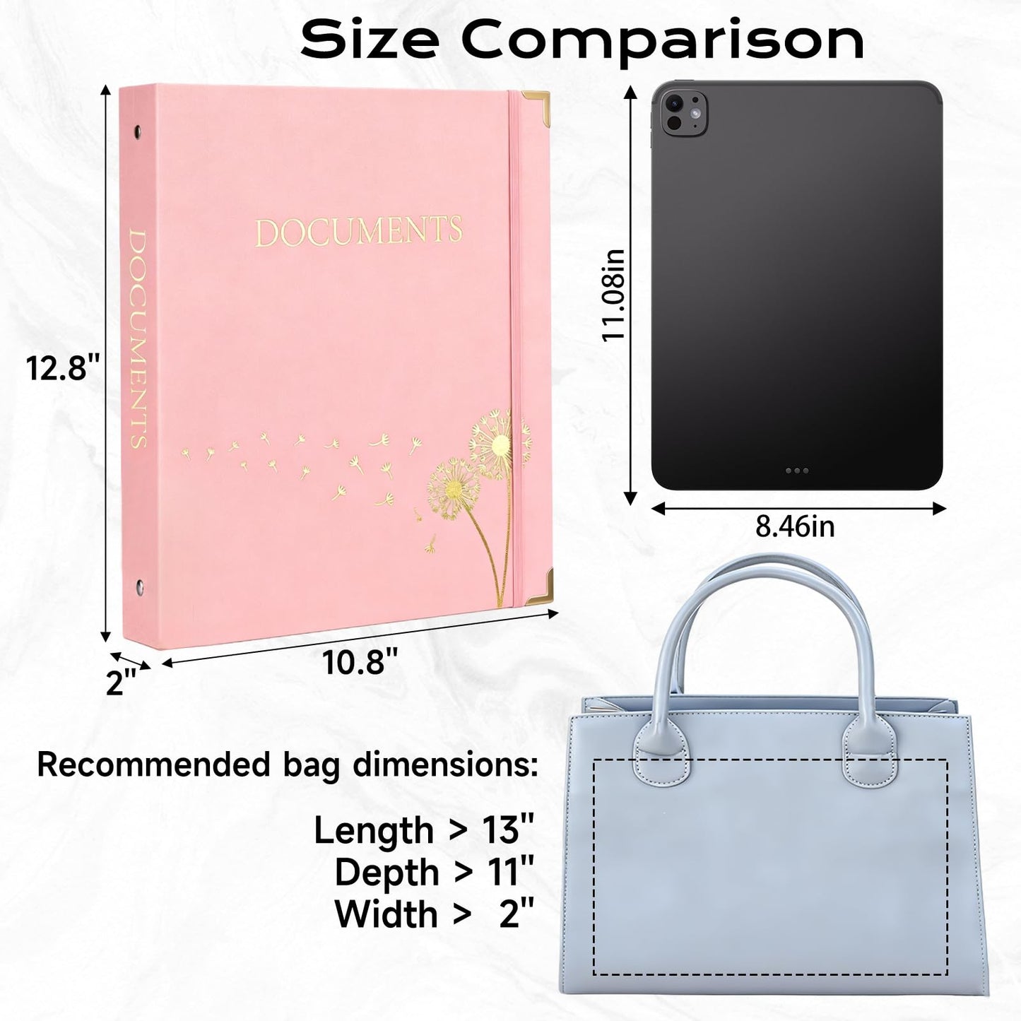 XKDOUS Aesthetic Document Organizer 3 Ring Emergency Binder Linen Folio Folders with 9 Pockets Expanding File Storage Holder for Important Papers, Letters, Passports, Photos