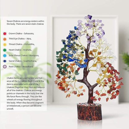 YATSKIA Chakra Crystal Tree - Handmade Healing Crystal Trees with 7 Chakra Stones | Tree of Life for Meditation | Feng Shui | Birthday Gift for Woman | Gifts for Women | Home Decor | Office Decor
