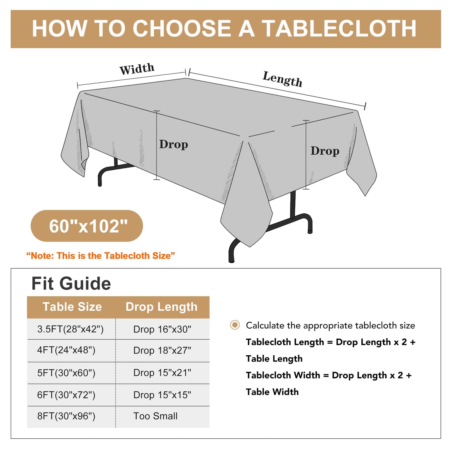 sancua 2 Pack Black Tablecloth 60 x 102 Inch, Rectangle 6 Feet Table Cloth - Stain and Wrinkle Resistant Washable Polyester Table Cover for Dining Tables, Buffet Parties and Camping