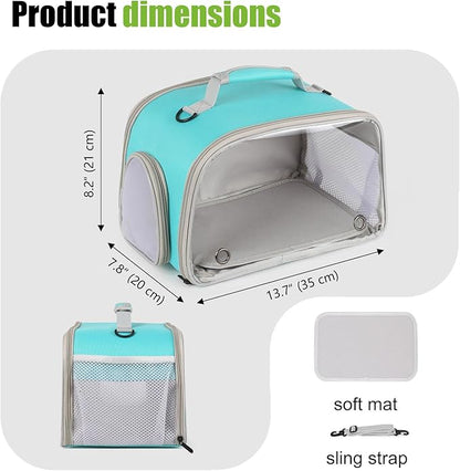 WEVONIGU Scratch-Resistant Bearded Dragon Backpack Foldable Gecko Carrier Ventilation Travel Bag with Clear View Window Dual Carry Cage Options for Travel Hiking & Vet Visits