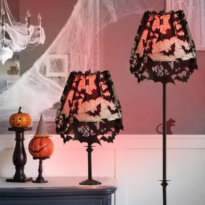 5Pcs Halloween Lamp Shade Cover Halloween Decorations Indoor, Black Spider web Lampshades Cover Topper Scarf for Festive Home Haunted House Mantle Decor, Large 20 X 60 Inch Spiderweb Lamp Shade Cover