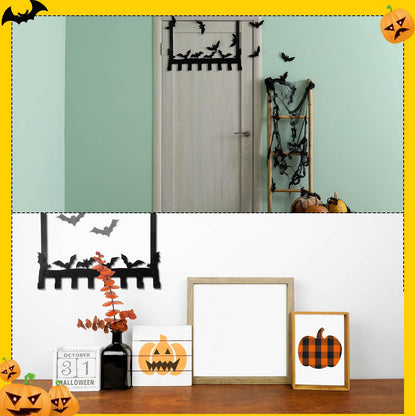 LemonRoad Bat Over the Door Hooks Gothic Over the Door Towel Rack Halloween Black Bat Shelf Organizer Wall Decor Holder for Hanging Bathroom Metal Wall Mount Towel Rack for Hoodies Hat