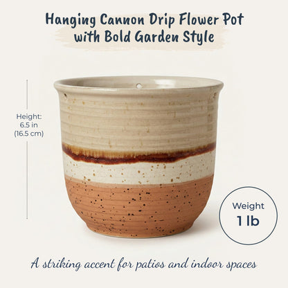 Blue Sky Ceramic Hanging Cannon Drip 6.5" Flower Pot