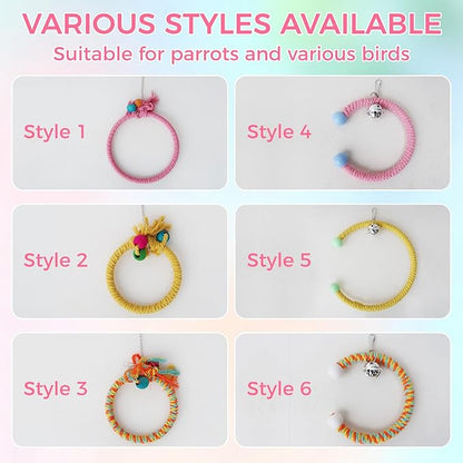 Colorful Circular Bird Swing,Bird Rope Chewing Toys Parrot Cage Bite Toys (Large Round Patterned)