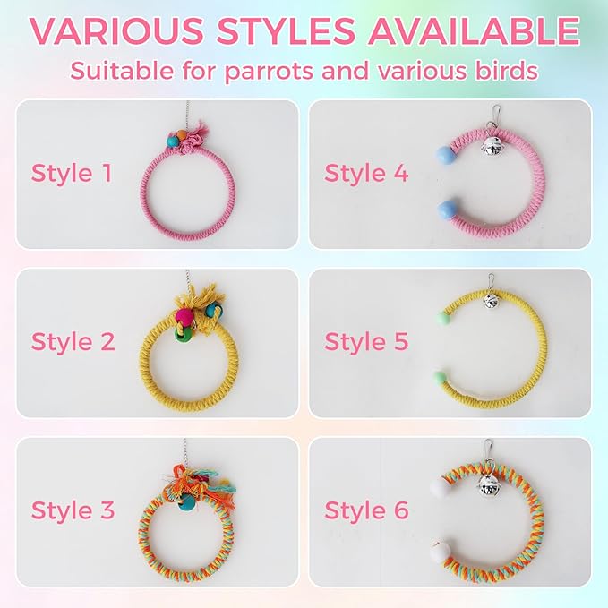 Colorful Circular Bird Swing,Bird Rope Chewing Toys Parrot Cage Bite Toys (Small Half-Round Pink)
