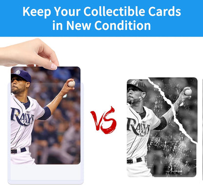 200Pcs Top Loaders for Cards (100Pcs Hard Plastic Card Holders & 100Pcs Penny Card Sleeves) 3" x 4" Toploaders, Card Protector Sleeves for Baseball Football Sports Cards, Standard Trading Cards