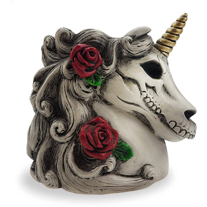Cyborpon Gothic Unicorn Makeup Brush Holder Skull Gift for Women Adults Pen Organizer Halloween Decor Day Dead Goth Accessory