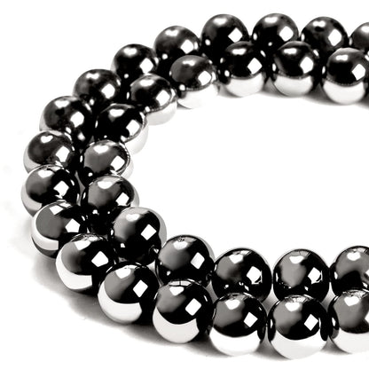 60pcs 6mm Black Hematite Beads Natural Gemstone Beads Round Loose Beads for Jewelry Making