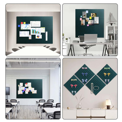 Large Cork Board for Office Decor, 48"x 36" - 1/2” Thick Felt Bulletin Board, 12 Pack Felt Board with Safe Removable Adhesive Tabs, Pin Board Cork Boards for Walls - Forest Green