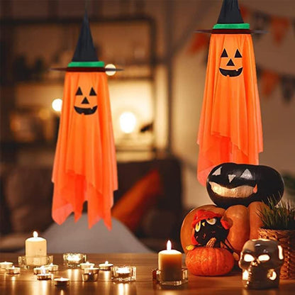 2Pcs Halloween Decorations, Halloween Pumpkin Decorations, Hanging Pumpkin Witch Hats Ornaments for Home Garden Yard Party
