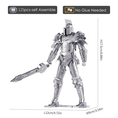 Piececool 3D Metal Puzzles for Adults DIY Mecha Model Kits Building Blocks, Black Knight 3D Figure Model kit Brain Teaser Puzzle Hobbies for Men, Great Birthday Gifts -125 Pcs