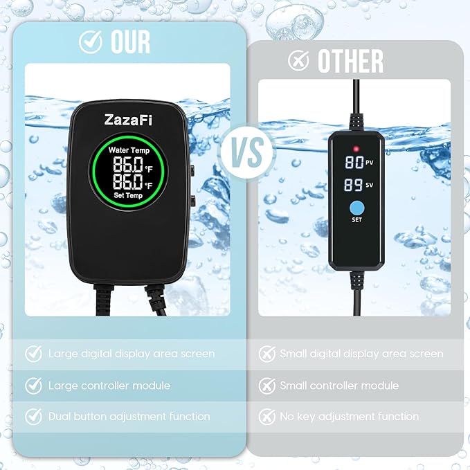 Aquarium Heater 500W, Fish Tank Heater with High-Temperature Protection and Turtle Tank Heater with Automatic Power-Off When Leaving Seawater or Freshwater.