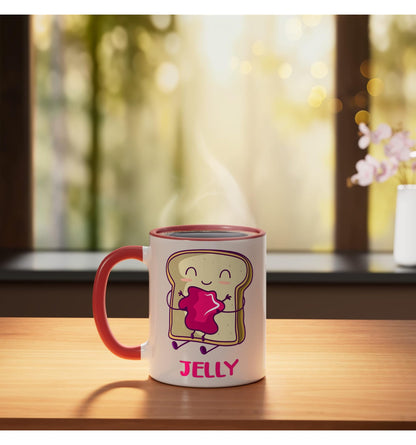 PB&J Peanut Butter Jelly Blueberry Family Matching Halloween Ceramic Mug, Red/White