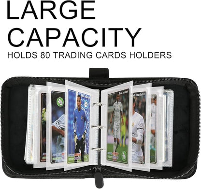 GERMUN Mini Card Binder 1 Pocket, 80 Pockets Trading Card Binder, Premium Small 2 Pocket Trading Card Collection Album Folder with 40 Sleeves Double Sided - Gifts for Kids (Black）