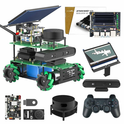 Yahboom ROS2 Robotic Kit for Jetson Nano 4GB Electronic Programming Learning Program AI Voice Interactive Control, 7inch Touchscreen Mecanum Wheel Chassis