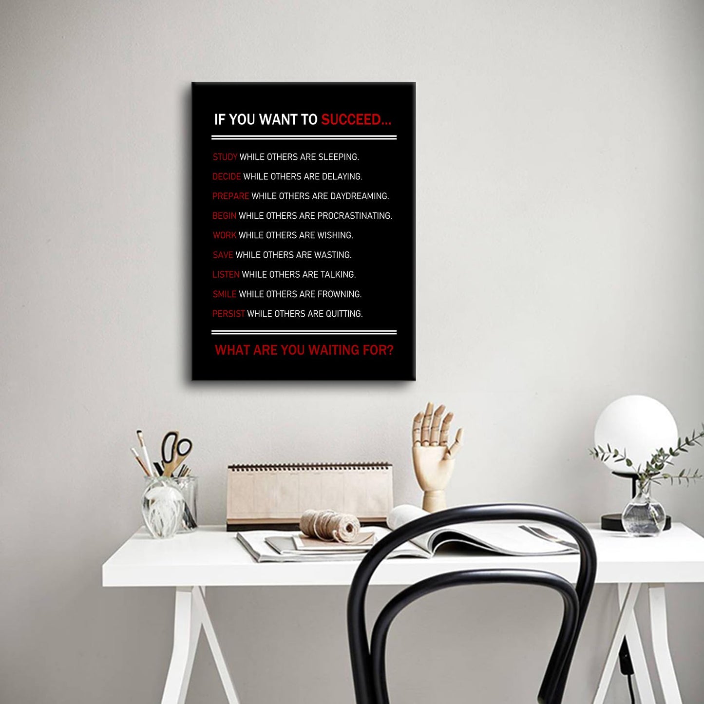 Inspirational Canvas Wall Art Motivational Posters If You Want To Succeed Print Artwork Positive Inspirational Quotes Painting Office Decor Living Room Framed [18''Wx 24''H]