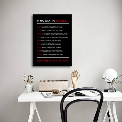 Inspirational Canvas Wall Art Motivational Posters If You Want To Succeed Print Artwork Positive Inspirational Quotes Painting Office Decor Living Room Framed [18''Wx 24''H]