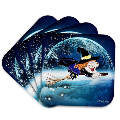 3dRose CST_4419_1 Halloween Witch Soft Coasters, Set of 4