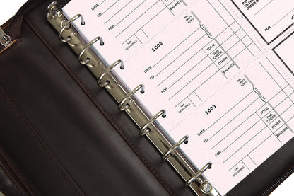 GZRHKJ Genuine Leather Business Check Binder, 7 Ring Checkbook Binder for Business Checks, Personalized Engraved Checkbooks, 600 Checks Capacity for 9 × 13 Inch Sheet (Dark Brown)
