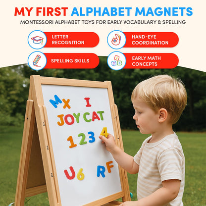 JoyCat Silicone Magnetic Letters and Numbers, 26 Uppercase Alphabet with 0-9, Fridge Magnets for Toddlers & Kids, Preschool Learning Refrigerator Toy Set, Birthday Gifts for Boys Girls (Vibrant Color)