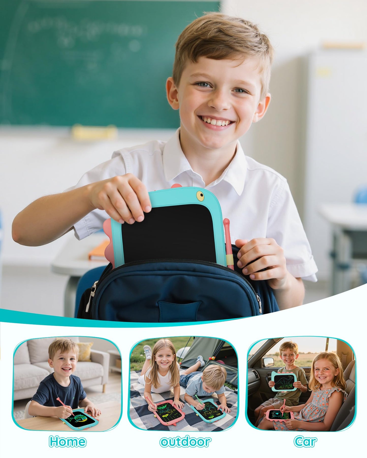 8.5 inch LCD Writing Tablet for Kids, Unicorn Toys Gifts for Girls Aged 3-5, Toddler Girl Kids Educational Travel Toy, Birthday Gift for 3 4 5 6 7 8 9 Year Old Girl (Blue