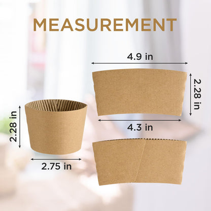 200 Pack Coffee Sleeves, Disposable Cup Sleeves for Hot and Cold Drinks, Strong Coffee Cup Sleeve Fit for 10-24 oz Cups
