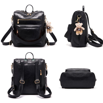 Soperwillton Women Backpack Purse Multipurpose Design Handbags Shoulder Bag PU Leather Travel bag Backpack Set 2pcs
