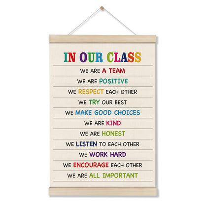 DOI-LANEE In Our Class Sign - Positive Affirmations Posters Hanger Frame, Motivational Inspirational Wall Decor for Classroom, Class Canvas Wall Art 16x12 Inch