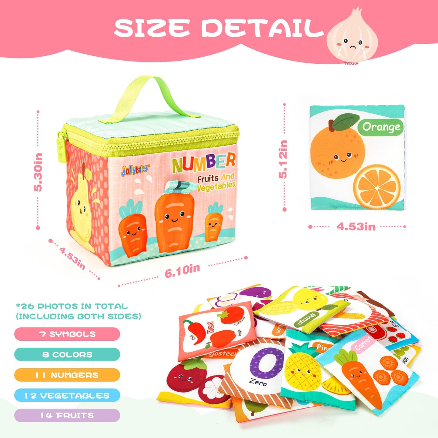 Jollybaby Reusable Soft Flash Cards for Baby 0-6-12-18 Months, Preschool Learning Resource Toys for 0-1-2-3-4 Years, Montessori Sensory Sight Words Numbers Toy - Easter Gifts for Toddler