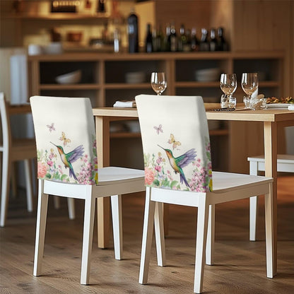 Viuacagoru Hummingbird Dining Chair Back Covers Floral Stretchable Back Slipcover Set of 1 Chair Seat Protector